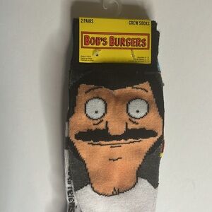 Bob's Burgers 2 Pair Crew Socks Shoe Size 6-12 NWT or for collectors